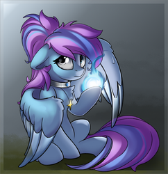 Size: 2615x2704 | Tagged: safe, artist:rexyseven, oc, oc only, oc:midnight music, pegasus, pony, female, high res, magic, mare, solo, transparent wings, wings