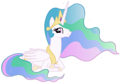 Size: 1082x739 | Tagged: safe, artist:goldenmercurydragon, princess celestia, alicorn, pony, g4, crown, cute, cutelestia, ethereal mane, female, hoof shoes, jewelry, looking at you, mare, prone, regalia, simple background, smiling, solo, transparent background, vector