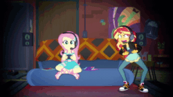 Size: 800x450 | Tagged: safe, edit, edited screencap, editor:shyinka, screencap, sound edit, fluttershy, sunset shimmer, equestria girls, g4, game stream, my little pony equestria girls: better together, angry, animated, dubstep, excision, female, game, gamer sunset, gaming, meme, music, rage, shimmercode, sound, sunset shimmer frustrated at game, webm