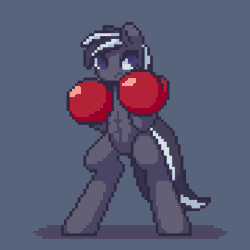 Size: 450x450 | Tagged: safe, artist:stockingshot56, oc, oc only, oc:spirit, pony, abs, animated, bipedal, boxing gloves, gif, idle, idle animation, loop, male, pixel art, solo, stallion