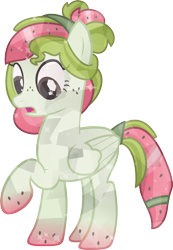 Size: 1280x1851 | Tagged: safe, artist:pilot231, oc, oc only, oc:watermelana, crystal pony, pegasus, pony, crystallized, female, freckles, gradient hooves, gradient mane, mare, pegasus oc, simple background, solo, transparent background, vector
