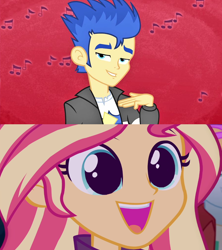 Size: 904x1020 | Tagged: safe, edit, edited screencap, screencap, flash sentry, fry lilac, sunset shimmer, a banner day, equestria girls, equestria girls specials, g4, my little pony equestria girls: better together, my little pony equestria girls: sunset's backstage pass, female, male, offscreen character, ship:flashimmer, shipping, straight