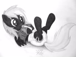 Size: 5184x3888 | Tagged: safe, artist:millenniumf, oc, oc only, oc:naveen numbers, pegasus, pony, adult foal, baby bottle, clothes, diaper, diaper fetish, drinking, female, fetish, hoodie, hooves to the chest, mare, monochrome, non-baby in diaper, on back, solo, underhoof