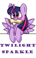 Size: 1000x1600 | Tagged: safe, artist:scooterglue, twilight sparkle, alicorn, pony, g4, blushing, cute, female, mouth hold, scroll, solo, twiabetes, twilight sparkle (alicorn)