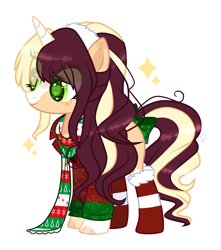Size: 2137x2419 | Tagged: safe, artist:sugaryicecreammlp, oc, oc only, oc:cherry berry, pony, unicorn, bow, clothes, female, freckles, high res, mare, scarf, simple background, socks, solo, tail bow, transparent background, unmoving plaid, wingding eyes