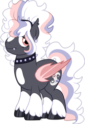 Size: 1792x2600 | Tagged: safe, artist:maximumbark, oc, oc:wicked wishes, bat pony, pony, butch, choker, female, mare, reverse trap, simple background, solo, spiked choker, transparent background