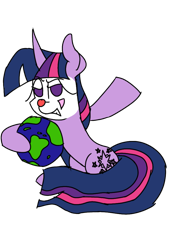 Size: 1815x2680 | Tagged: safe, artist:treble clefé, oc, oc only, oc:twi clown, pony, unicorn, 2020 community collab, derpibooru community collaboration, g4, clown, clown makeup, clown nose, female, globe, red nose, simple background, solo, transparent background, vector