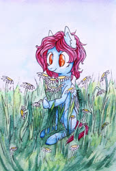 Size: 2668x3932 | Tagged: safe, artist:0okami-0ni, oc, oc only, pony, flower, high res, solo, traditional art