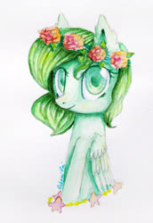 Size: 2385x3467 | Tagged: safe, artist:0okami-0ni, oc, oc only, pony, high res, solo, traditional art, wreath