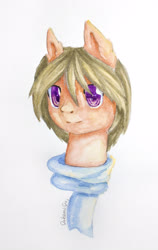Size: 2354x3734 | Tagged: safe, artist:0okami-0ni, oc, oc only, pony, bust, clothes, high res, scarf, solo, traditional art