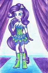 Size: 2277x3500 | Tagged: safe, artist:0okami-0ni, rarity, equestria girls, g4, clothes, dress, female, high res, solo, traditional art