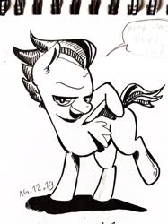Size: 1882x2513 | Tagged: safe, artist:draw3, rumble, pegasus, pony, g4, 4chan, drawthread, looking at you, male, monochrome, solo, traditional art