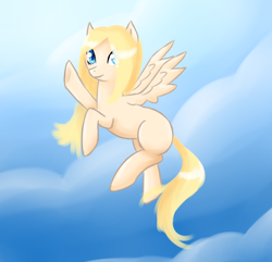 Size: 2238x2158 | Tagged: safe, artist:0okami-0ni, oc, oc only, pony, blank flank, high res, sky, solo