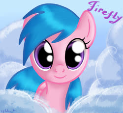 Size: 3008x2767 | Tagged: safe, artist:0okami-0ni, firefly, pony, g1, bust, cloud, cute, female, flyabetes, high res, solo
