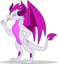 Size: 1336x1461 | Tagged: safe, artist:aeryn the dragon, oc, oc only, oc:aeryn, dragon, cute, forked tongue, male, ocbetes, one eye closed, simple background, solo, tongue out, white background, wings, wink