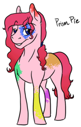 Size: 388x609 | Tagged: safe, artist:phobicalbino, oc, oc only, oc:prism pie, earth pony, pony, coat markings, dude looks like a lady, magical lesbian spawn, male, next generation, offspring, parent:pinkie pie, parent:rainbow dash, parents:pinkiedash, simple background, solo, stallion, white background