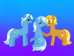 Size: 2048x1536 | Tagged: safe, artist:lightningbolt39, jack pot, sunflower spectacle, trixie, g4, father and daughter, female, husband and wife, male, mother and daughter, ship:jacktacle, trixie's parents