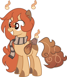Size: 4428x5068 | Tagged: safe, artist:shootingstarsentry, artist:spencethenewbie, oc, oc only, oc:cinnamon bliss, original species, pegasus, pony, scented pony, absurd resolution, base used, clothes, commission, female, mare, scarf, simple background, smiling, solo, transparent background
