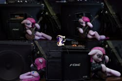 Size: 5000x3333 | Tagged: safe, artist:shuxer59, artist:underpable, pinkie pie, earth pony, pony, g4, absurd resolution, amplifier, balloonbutt, butt, clothes, craft, electric guitar, female, guitar, irl, les paul, looking at you, mare, musical instrument, photo, pinkamena diane pie, sculpture, solo, speaker