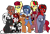 Size: 2976x2021 | Tagged: safe, artist:moonatik, artist:php109, artist:wenni, artist:zippysqrl, oc, oc only, oc:aces high, oc:attraction, oc:bubbles, oc:dustbowl dune, oc:forsaken, oc:four eyes, oc:lilith, oc:s.leech, oc:selenite, oc:sign, oc:whinny, bat pony, earth pony, pony, succubus, unicorn, 2020 community collab, derpibooru community collaboration, belly button, blushing, bow, chest fluff, chips, clothes, collaboration, collar, female, food, four eyes, freckles, frown, glasses, grin, hair bow, high res, hoodie, hoof on chin, looking at you, male, mare, multiple artists, necktie, open mouth, simple background, sitting, smiling, solo jazz, stallion, standing, stockings, thigh highs, tongue out, transparent background, underhoof