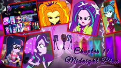 Size: 3840x2160 | Tagged: safe, edit, edited screencap, screencap, adagio dazzle, aria blaze, cranky doodle donkey, dirk thistleweed, kiwi lollipop, micro chips, pinkie pie, princess celestia, princess luna, princess thunder guts, principal celestia, sci-twi, sonata dusk, starlight glimmer, sunset shimmer, supernova zap, twilight sparkle, vice principal luna, vignette valencia, dog, equestria girls, equestria girls specials, find the magic, g4, how to backstage, inclement leather, inclement leather: vignette valencia, lost and pound, my little pony equestria girls: better together, my little pony equestria girls: mirror magic, my little pony equestria girls: sunset's backstage pass, the road less scheduled, the road less scheduled: celestia, the road less scheduled: micro chips, background human, clothes, fanfic, fanfic art, fanfic cover, high res, the dazzlings