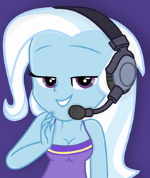 Size: 837x990 | Tagged: safe, artist:grapefruitface1, artist:yaya54320, trixie, equestria girls, g4, base used, breasts, cleavage, headphones, show accurate