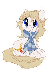 Size: 2912x3992 | Tagged: safe, artist:mjangelvortex, derpibooru exclusive, oc, oc only, oc:solveig, earth pony, pony, 2020 community collab, derpibooru community collaboration, accessory, braid, braided tail, clothes, digital art, female, gift art, happy, high res, mane, mare, scarf, simple background, sitting, smiling, solo, tail, transparent background