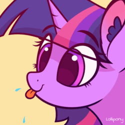 Size: 800x800 | Tagged: safe, artist:lollipony, part of a set, twilight sparkle, pony, g4, :p, animated, bust, cute, eye clipping through hair, female, gif, mare, portrait, raspberry, raspberry noise, silly, silly pony, simple background, solo, spittle, tongue out, twiabetes