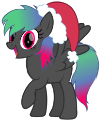 Size: 1024x1117 | Tagged: safe, artist:thunder-blur, derpibooru exclusive, oc, oc only, oc:paintheart, pegasus, pony, 2020 community collab, derpibooru community collaboration, christmas, cute, female, hat, holiday, santa hat, simple background, solo, transparent background
