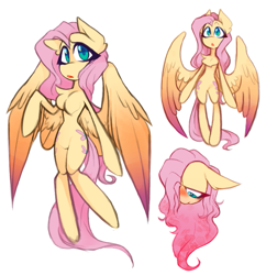 Size: 667x690 | Tagged: safe, artist:00theinkjester00, fluttershy, semi-anthro, g4, arm hooves, chest fluff, female, floppy ears, looking at you, looking down, looking up, open mouth, simple background, solo, spread wings, standing, white background, wings