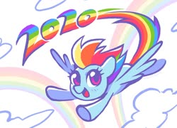 Size: 1200x864 | Tagged: safe, artist:dawnfire, rainbow dash, pegasus, pony, g4, 2020, cloud, cute, dashabetes, female, flying, happy new year, happy new year 2020, holiday, mare, new year, open mouth, rainbow, sky, solo, spread wings, windswept mane, wings