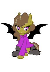 Size: 3000x4363 | Tagged: safe, artist:succubi samus, oc, oc only, oc:moon pearl, bat pony, pony, 2020 community collab, derpibooru community collaboration, bat pony oc, clothes, female, looking at you, show accurate, simple background, solo, transparent background, wings