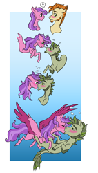 Size: 2550x4500 | Tagged: safe, artist:phobicalbino, oc, oc only, oc:finnigan, oc:sing-a-long, kelpie, pegasus, pony, blush sticker, blushing, facial hair, female, goatee, kissing, male, mare, oc x oc, shipping, sideburns, spread wings, stallion, tail fin, underwater, wings