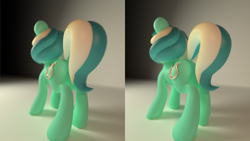 Size: 1920x1080 | Tagged: safe, artist:santiblocks, lyra heartstrings, pony, g4, 3d, butt, cross eye stereogram, female, lyrebutt, plot, solo, stereoscopy