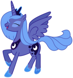 Size: 2492x2635 | Tagged: safe, artist:goldenmercurydragon, princess luna, alicorn, pony, crown, cute, eyes closed, female, happy, high res, hoof shoes, jewelry, lunabetes, mare, open mouth, regalia, s1 luna, simple background, smiling, solo, transparent background, vector, wings