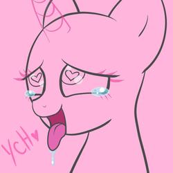 Size: 1026x1026 | Tagged: safe, artist:cherry days, oc, oc only, pony, unicorn, ahegao, bust, commission, crying, drool, eyes rolling back, heart eyes, horn, open mouth, solo, tongue out, unicorn oc, wingding eyes, your character here