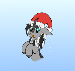 Size: 1893x1792 | Tagged: safe, artist:wapamario63, oc, oc only, kirin, christmas, cloven hooves, commission, floppy ears, hat, holiday, kirin oc, santa hat, solo, ych result