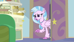 Size: 1280x720 | Tagged: safe, screencap, silverstream, starlight glimmer, trixie, pony, unicorn, g4, student counsel, animated, bracelet, couch, desk, female, glowing horn, horn, jewelry, shocked expression, sound, starlight's office, webm
