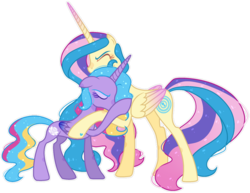Size: 1017x785 | Tagged: safe, artist:kurosawakuro, princess gold lily, princess sterling, alicorn, pony, base used, concave belly, duo, duo female, female, hug, simple background, slender, thin, transparent background