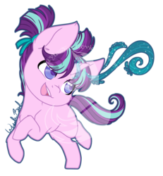 Size: 1024x1107 | Tagged: safe, artist:fuyusfox, starlight glimmer, pony, unicorn, g4, cute, female, filly, filly starlight glimmer, glimmerbetes, glowing horn, horn, magic, obtrusive watermark, pigtails, solo, watermark, younger