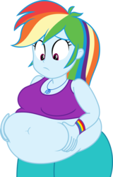 Size: 2000x3125 | Tagged: safe, artist:steampunk-brony, rainbow dash, human, equestria girls, adorafatty, bbw, belly, belly button, belly grab, big belly, big breasts, breasts, busty rainbow dash, clothes, cute, dashabetes, fat, female, implied weight gain, jewelry, necklace, need to go on a diet, need to lose weight, obese, rainblob dash, show accurate, solo, squishy, squishy belly, vector, wake up!: rainbow dash, weight gain