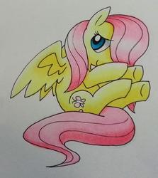 Size: 900x1007 | Tagged: safe, artist:norcinu, fluttershy, pegasus, pony, g4, cute, female, shy, shyabetes, solo, traditional art