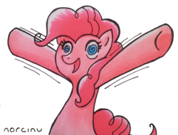 Size: 1000x759 | Tagged: safe, artist:norcinu, pinkie pie, earth pony, pony, g4, female, simple background, solo, swirly eyes, traditional art, transparent background