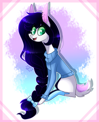 Size: 2233x2737 | Tagged: safe, artist:sugaryicecreammlp, oc, oc only, oc:naomi, earth pony, pony, clothes, deer tail, female, high res, mare, solo, sweater