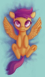 Size: 430x730 | Tagged: safe, artist:re7natus, scootaloo, pegasus, pony, g4, on back, spread wings, wings