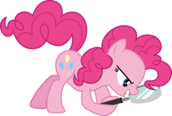Size: 4430x3000 | Tagged: safe, artist:cloudy glow, pinkie pie, earth pony, pony, g4, the maud couple, female, magnifying glass, mare, open mouth, simple background, solo, transparent background, vector