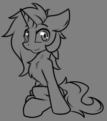 Size: 2283x2586 | Tagged: safe, artist:arjinmoon, oc, oc only, oc:arjin, pony, unicorn, explicit source, high res, looking at you, male, monochrome, simple background, solo, stallion