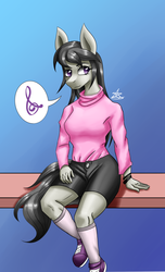 Size: 1400x2300 | Tagged: safe, artist:zachc, octavia melody, anthro, plantigrade anthro, g4, clothes, female, simple background, solo