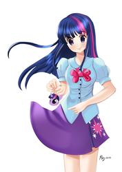 Size: 1600x2264 | Tagged: safe, artist:love2eategg, twilight sparkle, human, equestria girls, g4, anime, clothes, cute, digital art, female, human coloration, humanized, skirt, smiling, solo, twiabetes