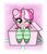 Size: 1756x2048 | Tagged: safe, artist:php142, oc, oc only, oc:cherry days, pony, unicorn, blushing, box, christmas, christmas tree, clothes, female, holiday, horn, mare, mouth hold, one eye closed, pony in a box, socks, striped socks, tree, unicorn oc, wink